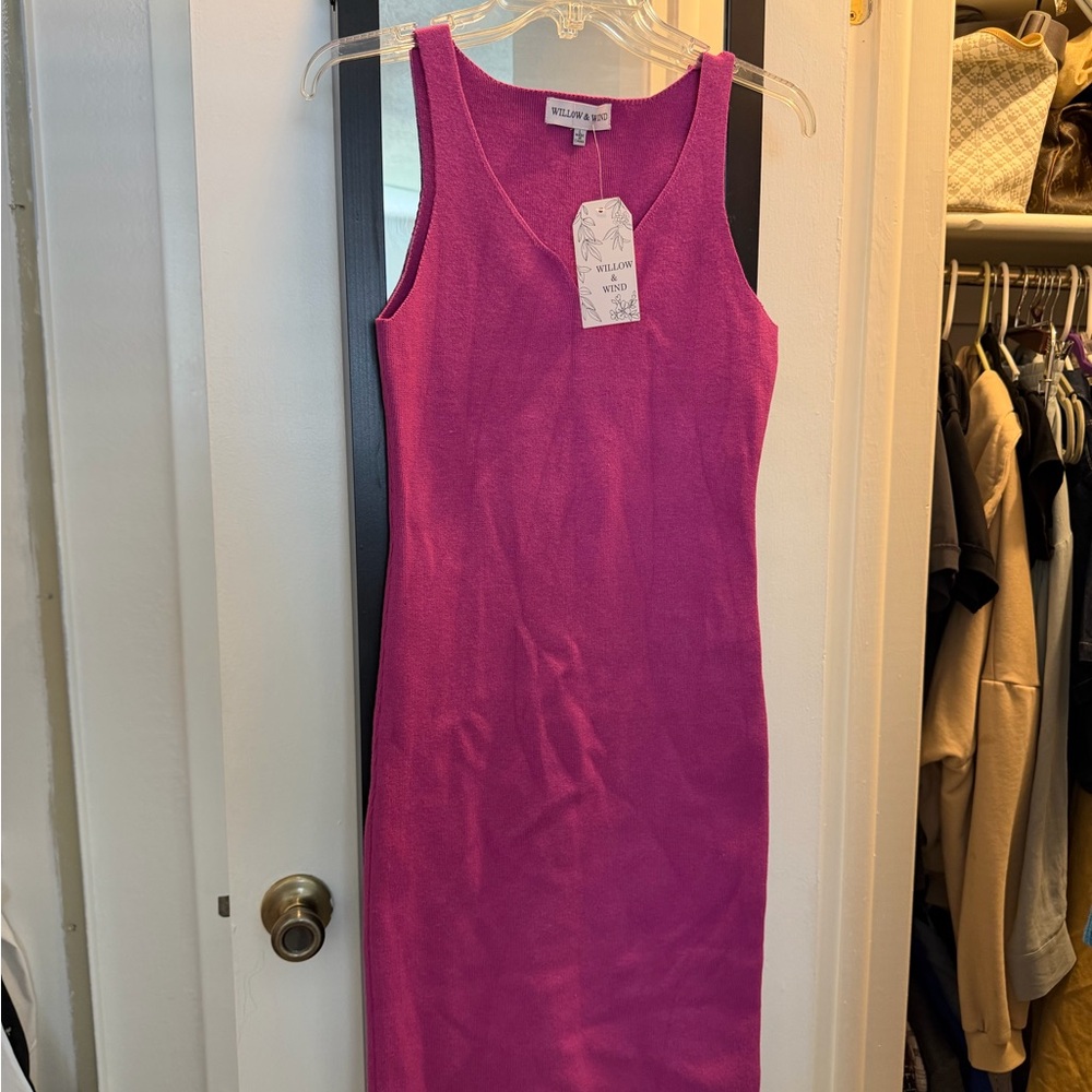 Fuchsia Sleeveless Knit Dress